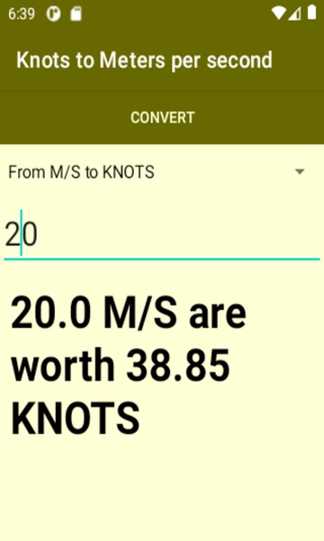 Knots to Meters per second converter - Preview 1