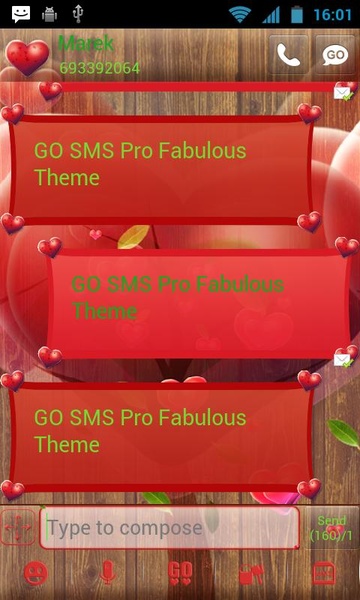 GO SMS Pro Fabulous Hearts - Preview 1