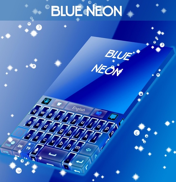 Blue Neon GO Keyboard Theme - Preview 9