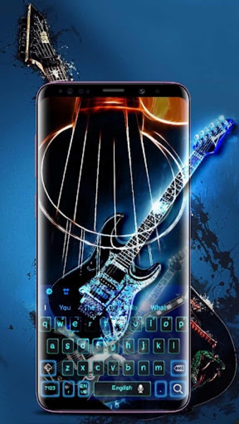 GO Keyboard Blue Rock Guitar theme - Preview 5
