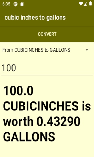 cubic inches to gallons converter - Preview 4