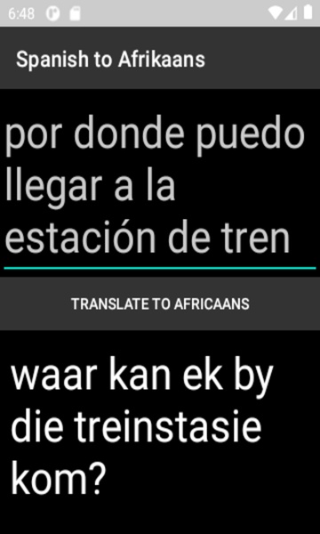 Spanish to Afrikaans Translator - Preview 2