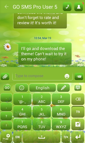 GO Keyboard Spring Flowers Theme - Preview 4
