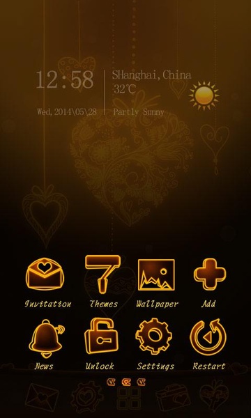 Warm Heart GOLauncher EX Theme - Preview 1