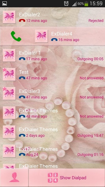 exDialer Pink Bow Theme - Preview 5