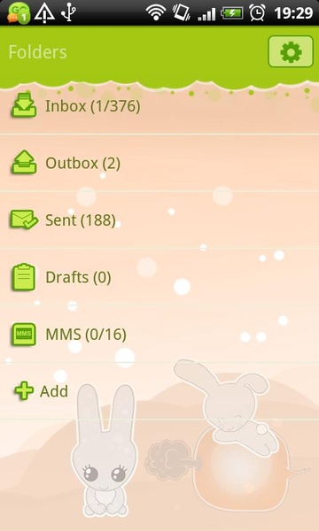 GO SMS Sweet Bunny Theme - Preview 1