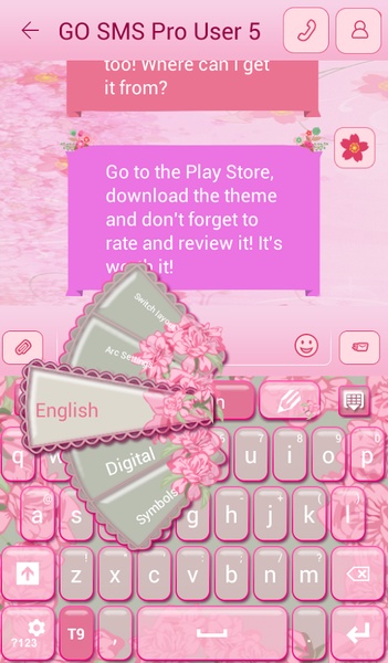 GO SMS Pink Flower Theme - Preview 7