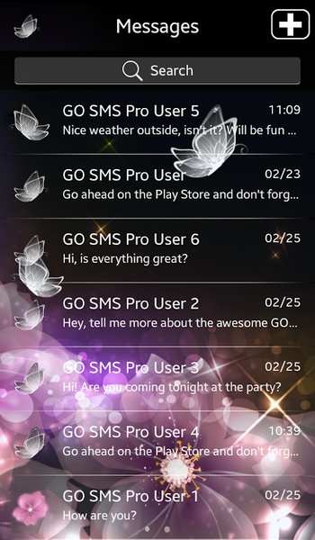 GO SMS Crystal Butterfly Theme - Preview 4