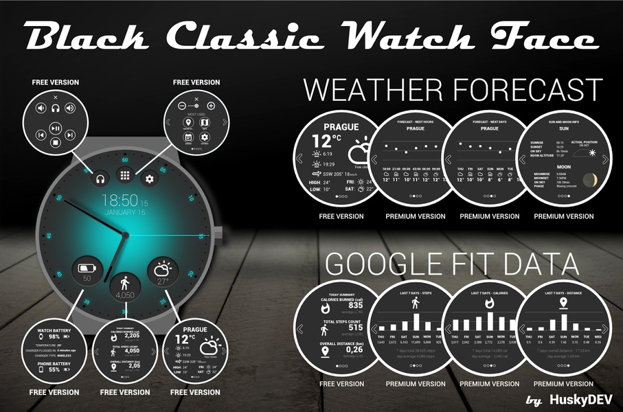 HuskyDEV Black Classic Watch Face - Preview 8