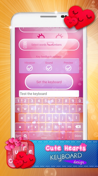 Cute Hearts Keyboard Design - Preview 3