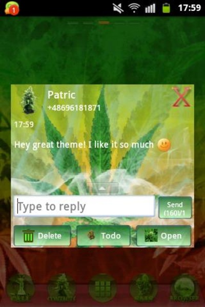 GO SMS Pro Theme Ganja Weed - Preview 2