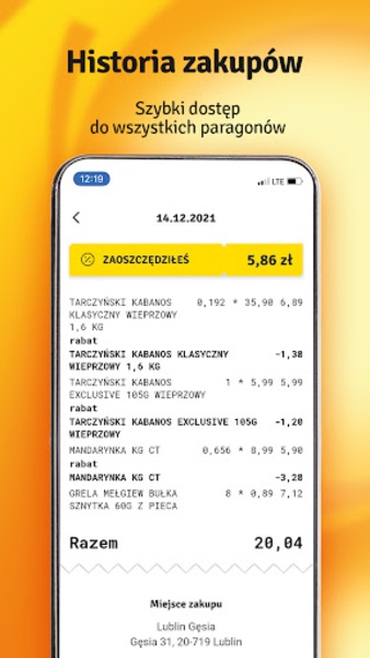 Interfejs aplikacji Efortuna na urządzeniu mobilnym