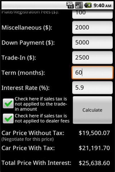 Car Payment Calculator - Preview 1