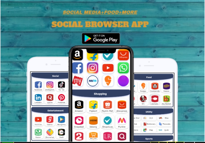 SocialBrowser:-- Shopping,Food,News, Recharge,etc. - Preview 6