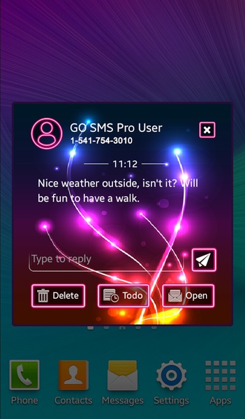 GO SMS Neon Colors Theme - Preview 1