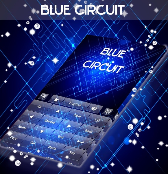Blue Circuit GO Keyboard Theme - Preview 5