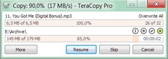 Teracopy screenshot 2