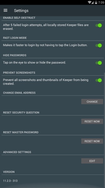 Edit Keeper Settings