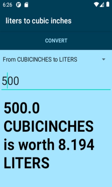 liters to cubic inches converter - Preview 1