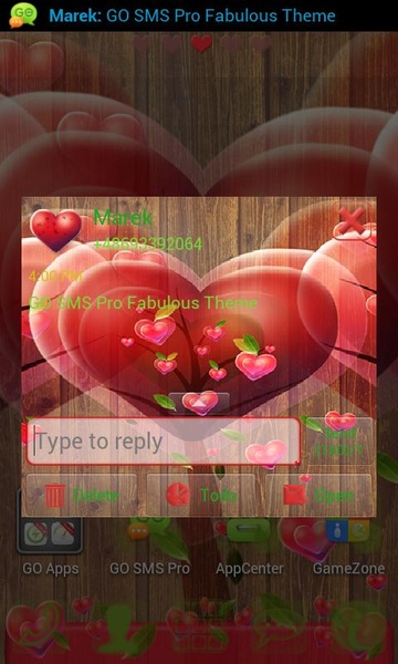 GO SMS Pro Fabulous Hearts - Preview 2