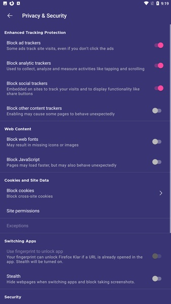 Firefox Klar - Preview 5