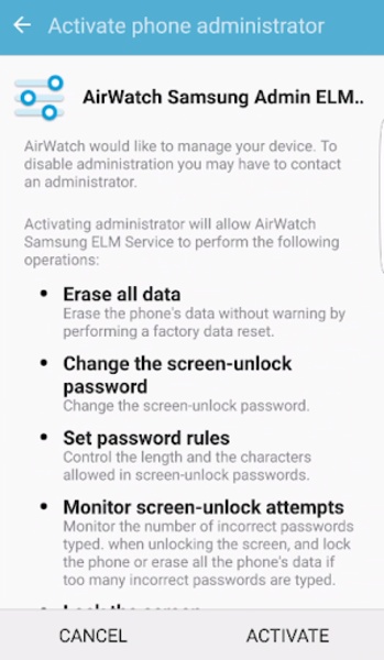 AirWatch Samsung ELM Service - Preview 4