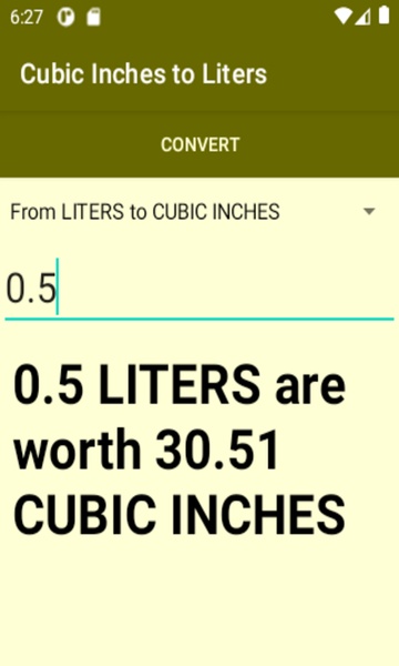 Cubic Inches to Liters converter - Preview 1