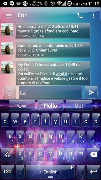 Theme x TouchPal Galaxy Glass - Preview 4