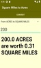 Square Miles to Acres converter screenshot 2