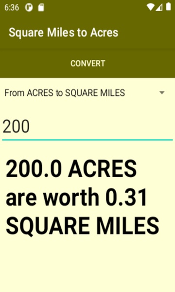 Square Miles to Acres converter - Preview 2