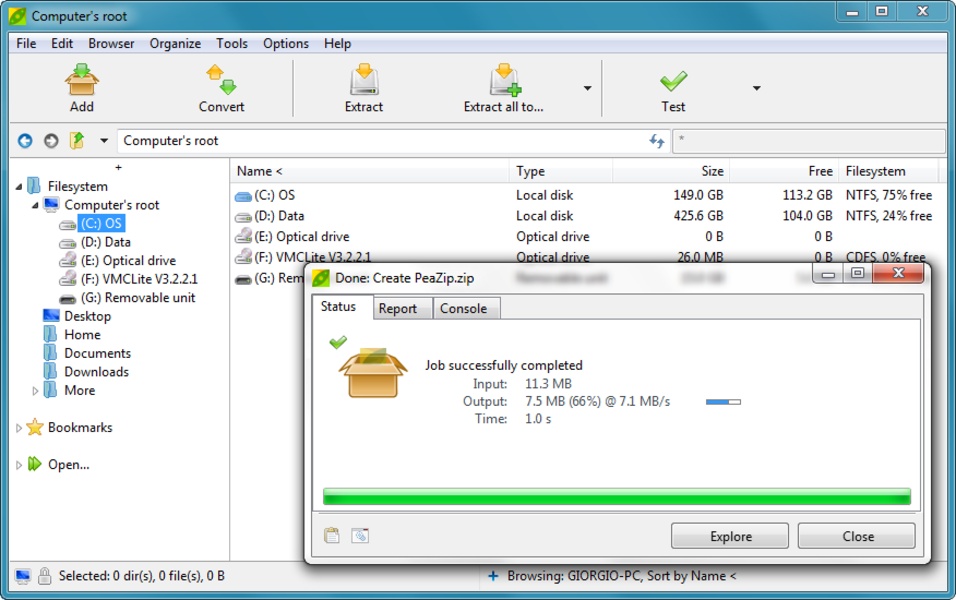Скачать PeaZip для Windows (7810) версия 6.3.1
