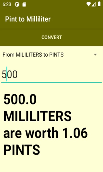 Pint to Milliliter converter - Preview 1