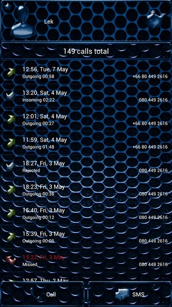 exDialer Carbon Metal Blue theme - Preview 2