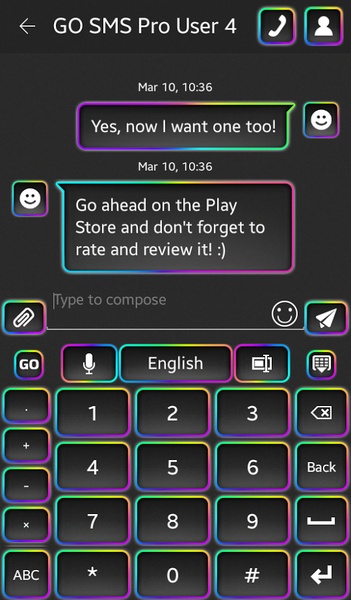GO Keyboard Neon Rainbow Theme - Preview 1