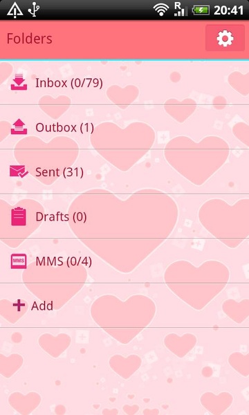 GO SMS Pro Pink Hearts Theme - Preview 1
