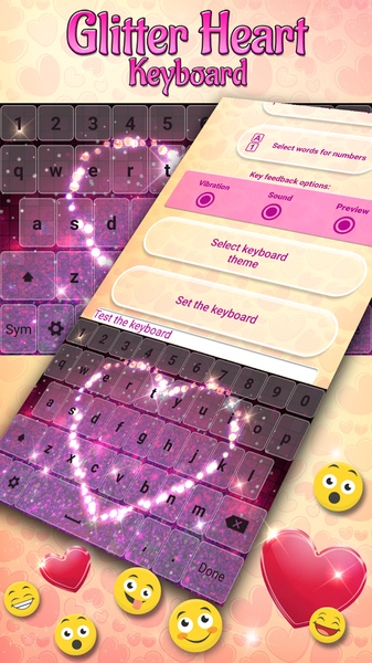 Glitter Heart Keyboard - Preview 3