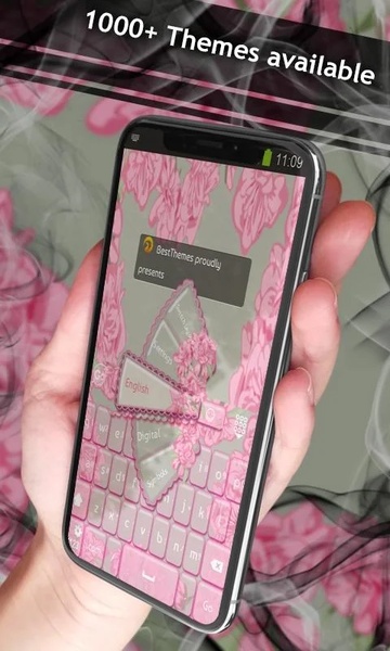 GO Keyboard Pink Flower Theme - Preview 4