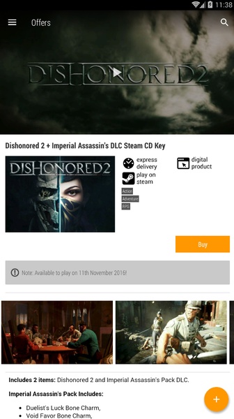 Dishonored 2 (PC) - Buy Steam Game CD-Key