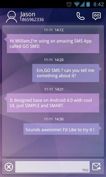 GO SMS glass Theme - Preview 4