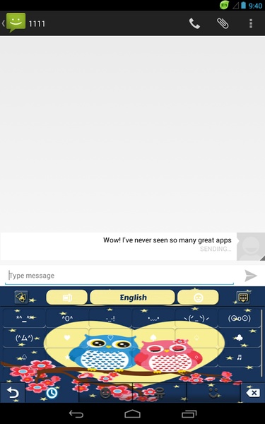 GO Keyboard Sweet Owl Theme - Preview 3