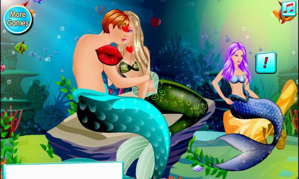 Mermaid Couple Kissing - Preview 1