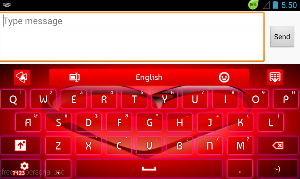 GO Keyboard Red Heart Theme - Preview 4