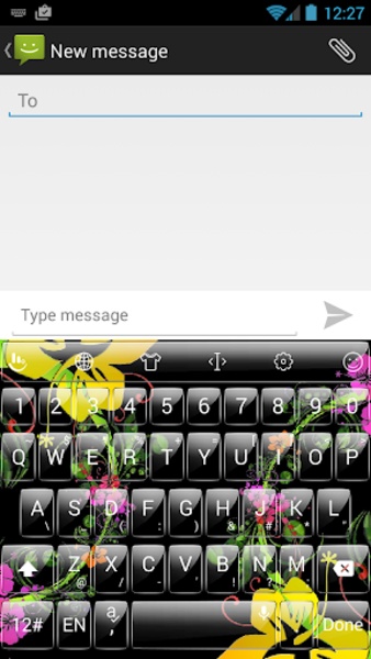 Theme x TouchPal Glass Black Flowers - Preview 7