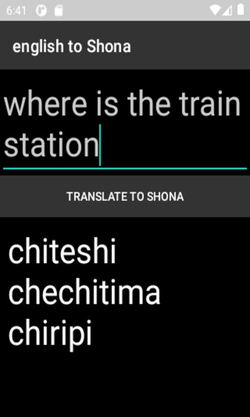 english to Shona translator - Preview 2