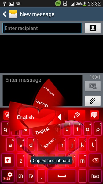 GO Keyboard Red Heart Theme - Preview 10