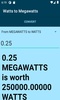 Watts to Megawatts converter screenshot 2