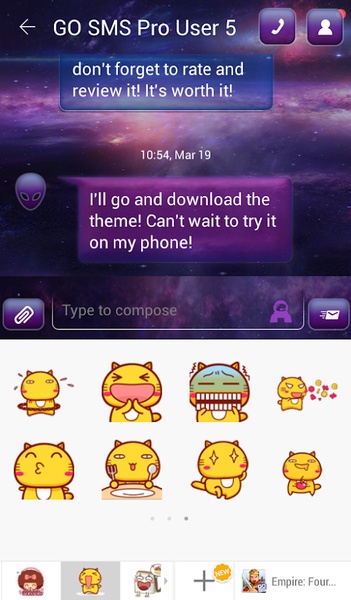 GO SMS Galaxy Theme - Preview 2