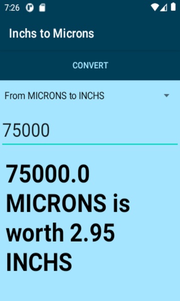 Inchs to Microns converter - Preview 1