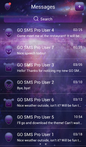GO SMS Galaxy Theme - Preview 4