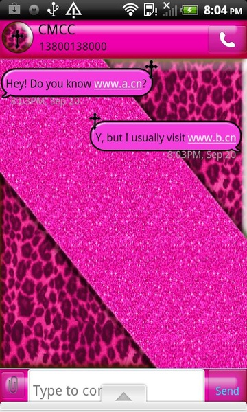 GOSMS PinkLeopardCross Theme - Preview 1
